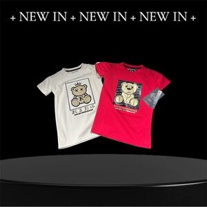 2 piece boys size 4 t-shirt bundle CR-24 Bordo Cromato red & beige